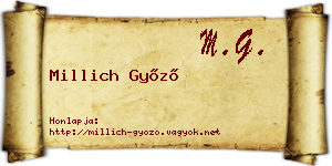 Millich Győző névjegykártya